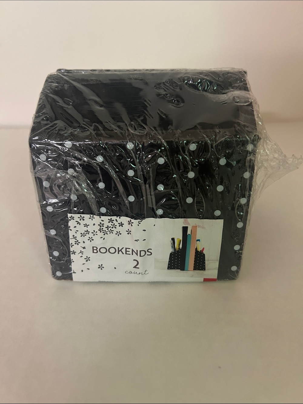 Polka Dot Black Bookends & Pencil Holder Set - Home Office